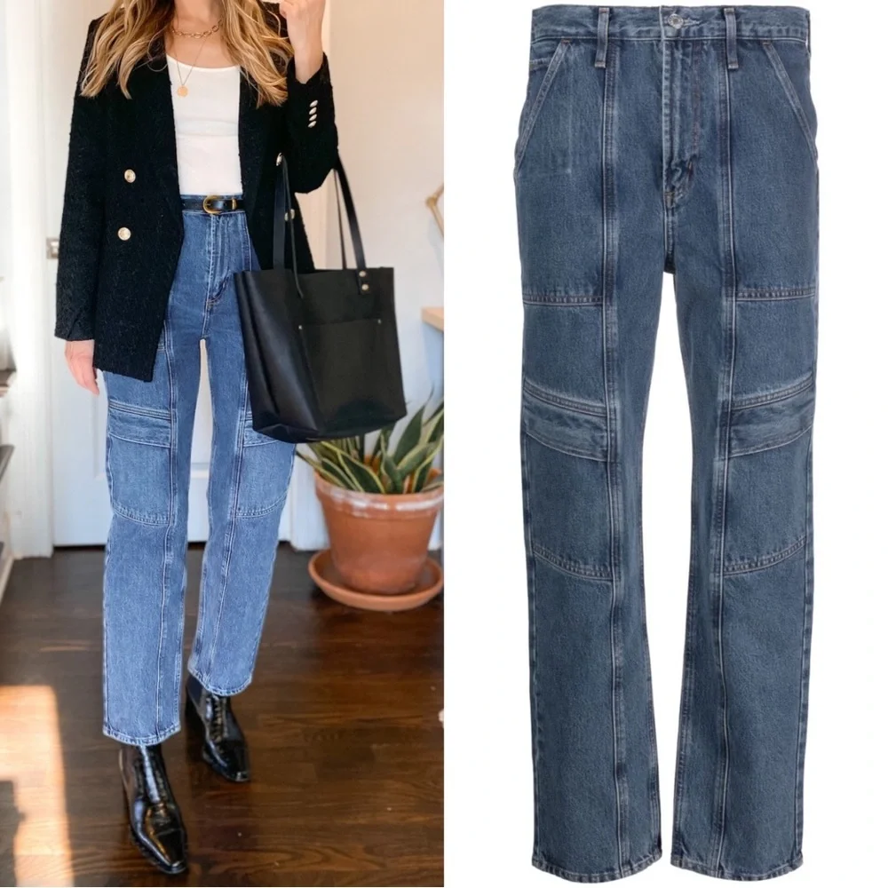 AGOLDE Cooper High Rise Relaxed Fit Cargo Denim Jeans Size 27 NWT Regulation - Picture 2 of 10